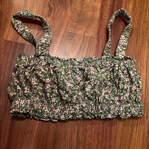 ZARA Green Floral Crop Top | X-Small XS